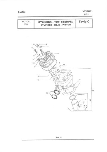 M65-C Competition - 65cc - Cylinder - Top - Stempel - Head - Piston