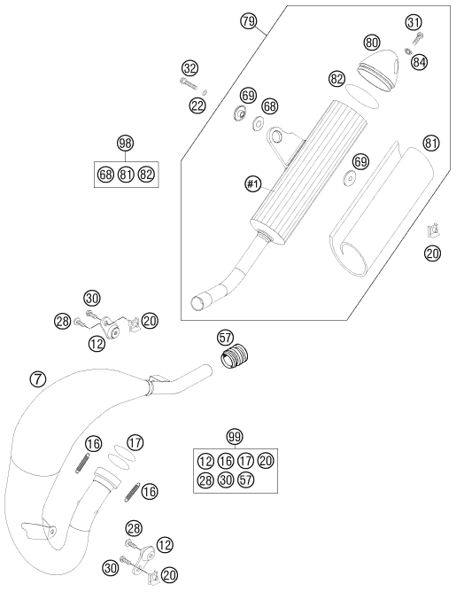 KTM SX 85 Årgang 2003 - 2018 Oring udstødning 