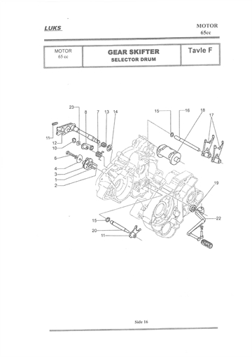 M65-C Competition - 65cc - Gearvælger - Selector Drum