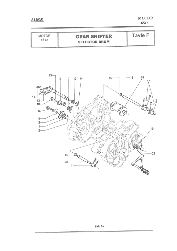 M65-C Competition - 65cc - Gearvælger - Selector Drum