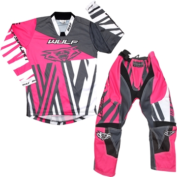 Wulfsport Ventuno Junior Crossbuks str. 28 og bluse str. 11 - 13  år - Pink