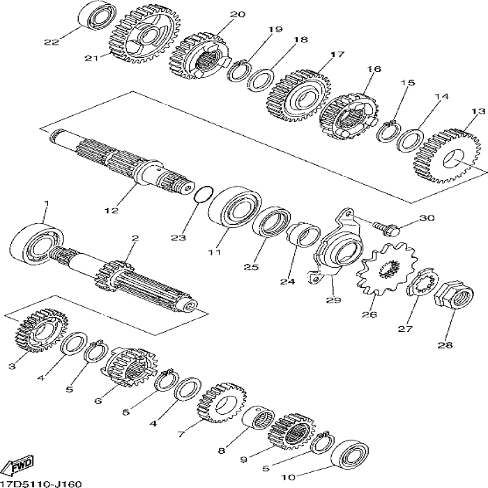 Gear 5th wheel, 17D-17251-11 , Yamaha