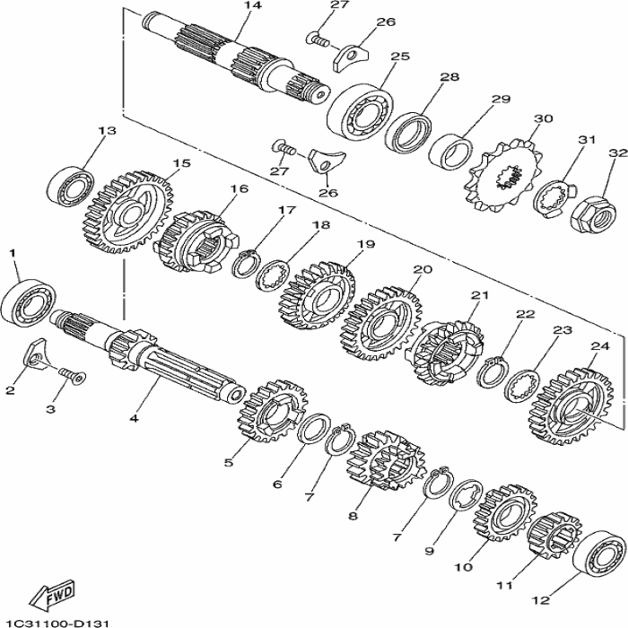 AXLE, Main, Yamaha, 1C3-17411-10