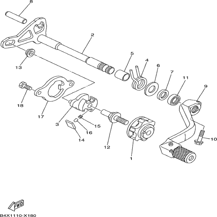 Shift, Pedal, Assy. Yamaha, 1C3-18110-00