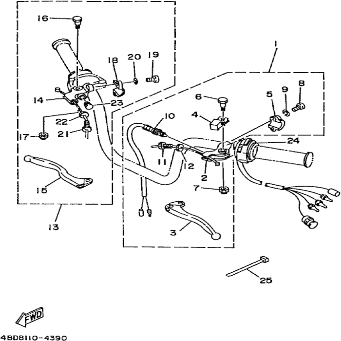 Holder set lever1, Yamaha, 1YW-82911-00