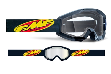 FMF Cross brille - Powercore Sort med klar lens 