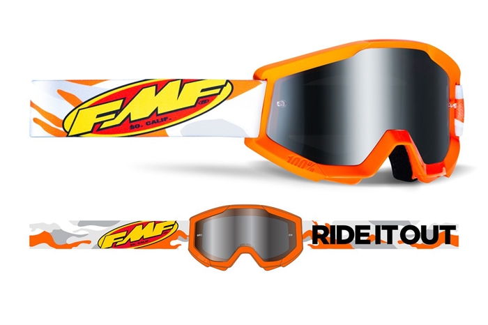 FMF Crossbrille junior - Powercore Core gul Orange med spejl-lens 