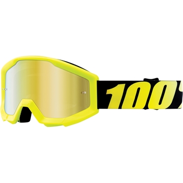 100% Strata Junior Cross brille - Neon Gul med Spejl Guld lens 