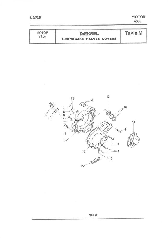 M65-C Competition - 65cc - Koblingsskjold - Chrankcase Halves Covers
