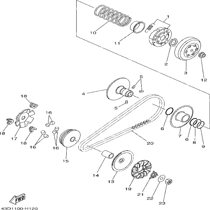 V-Belt 43D-E7641-00 , Yamaha