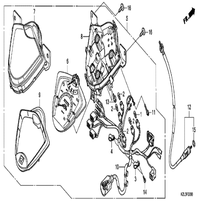 Cable comp, speedometer, Honda, 44830-KZL-930