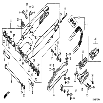 Washer swingarm side thrust , Honda, 52143-MEN-A30