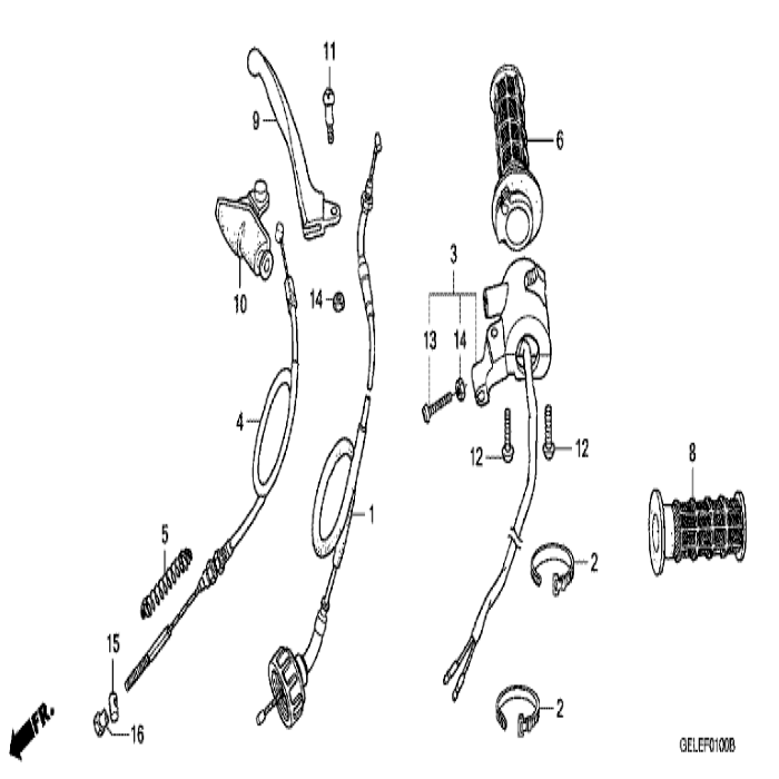 Grip Left handle, 53166-GF8-000 , Honda