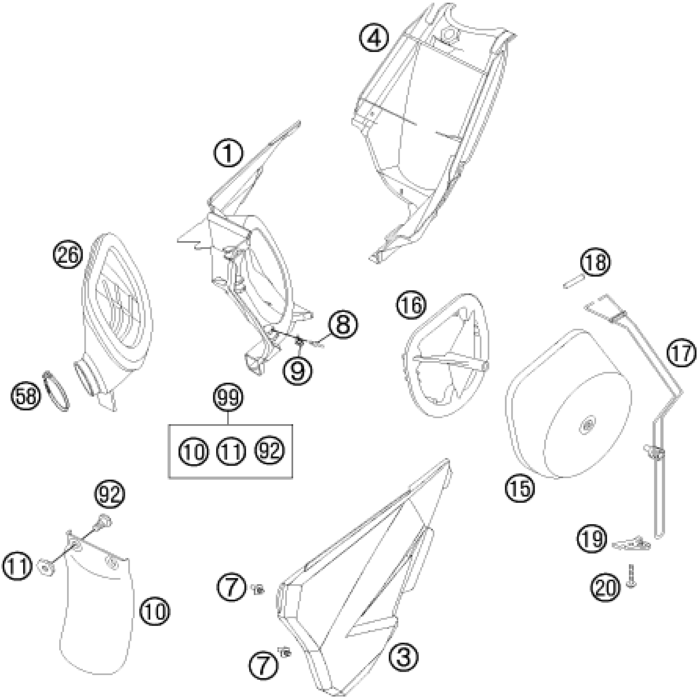 Filter carrier 2 stroke 04, 548.06.016.000 , Husqvarna, KTM, 