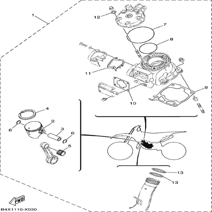 Ring, piston, Yamaha, 5NY-11611-00