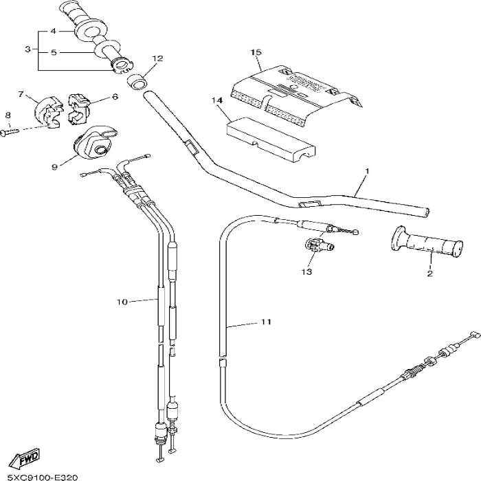 Cable, clutch, Yamaha, 5XC-26335-G0