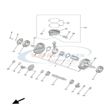 Circlip (1AR),  93450-17129 , Yamaha