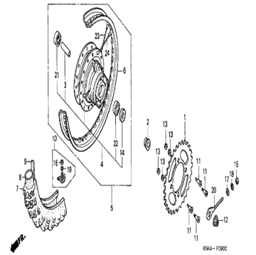 Spoke set B, 10x125,5, Honda, 97284-42091K0