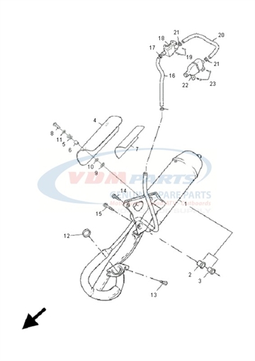 1P9E46101000, EXHAUST PIPE ASSY 1, Yamaha JOG udstødning 