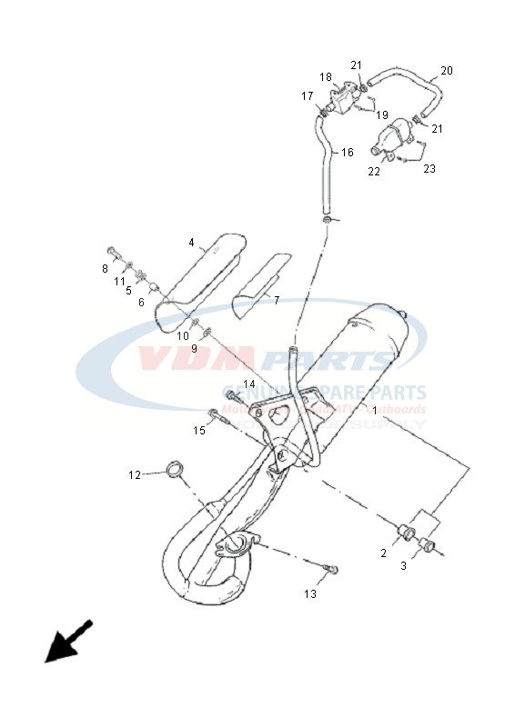 1P9E46101000, EXHAUST PIPE ASSY 1, Yamaha JOG udstødning 