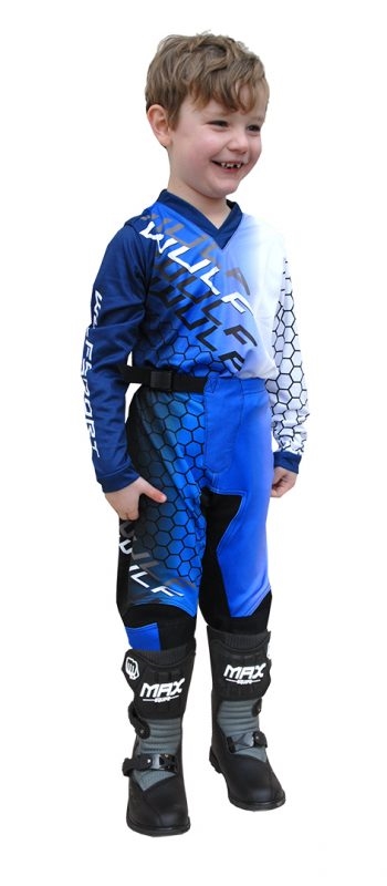 Wulfsport Connect Junior Crossbuks og bluse  - Blå/hvid