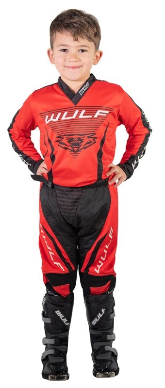 Wulfsport Linear Junior Crossbuks og bluse  - Rød