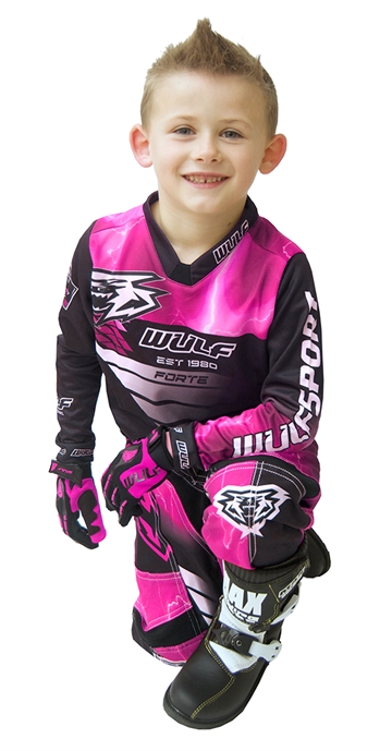 Wulfsport Forte Junior Crossbuks Str. 26 og bluse Str. 8 - 10 år  - Pink 