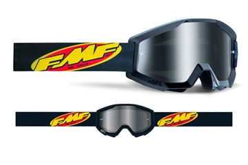 FMF Crossbrille junior - Powercore Sort med Spegl- lens sølv