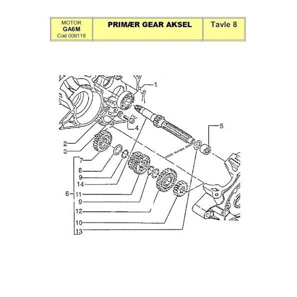 GA6M - Primær gear aksel