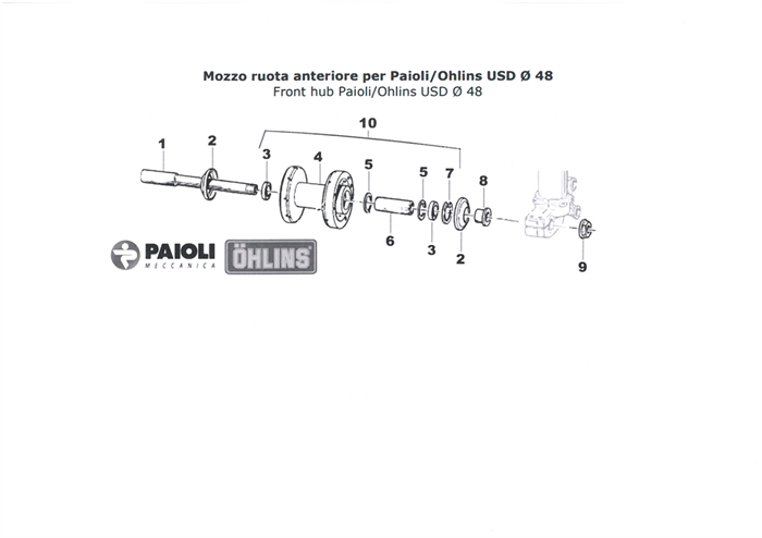 Forhjulsaksel Paioli - Öhlins